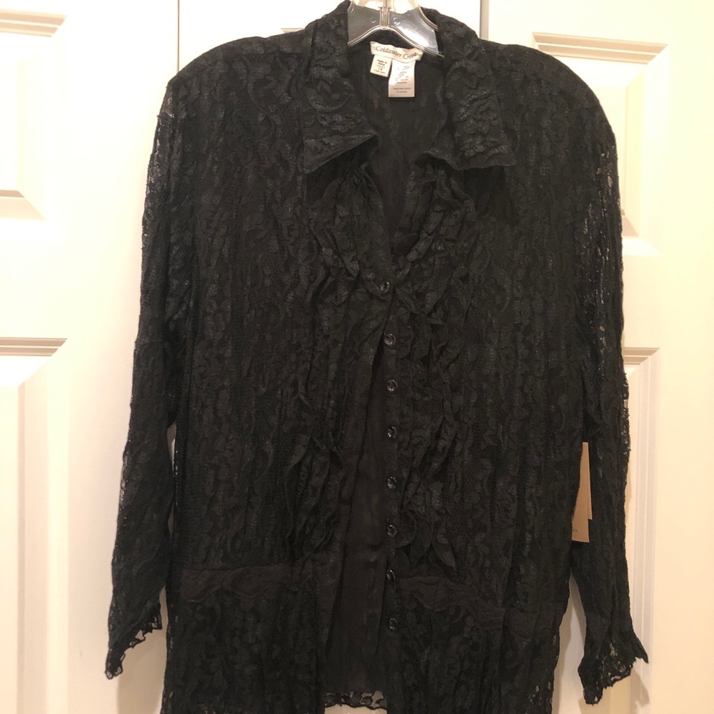 3/$20 NWT Coldwater Creek black lace blouse, 1X
